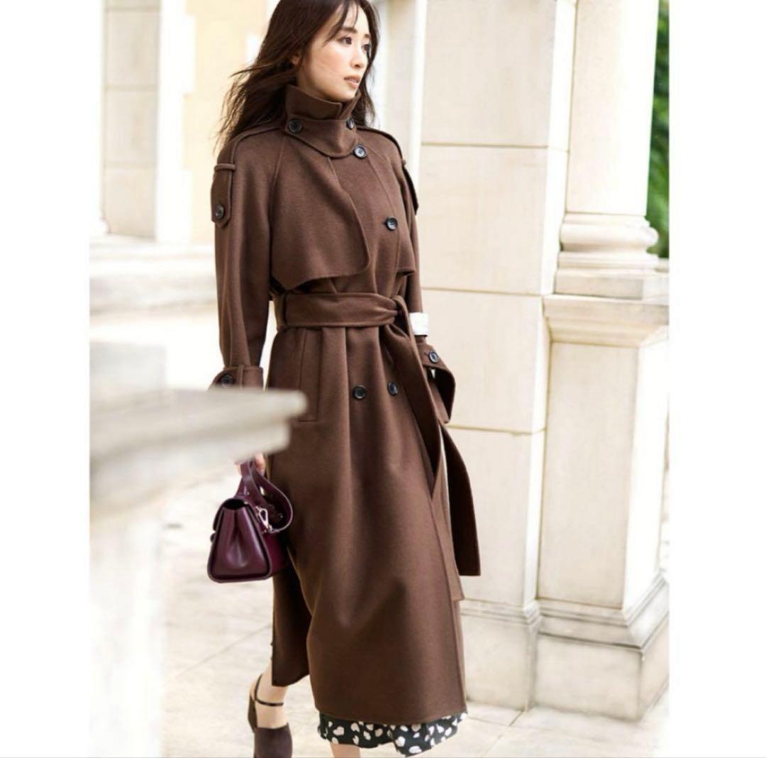 SNIDEL ウロコカシミアスタンドカラーコート ブラウン