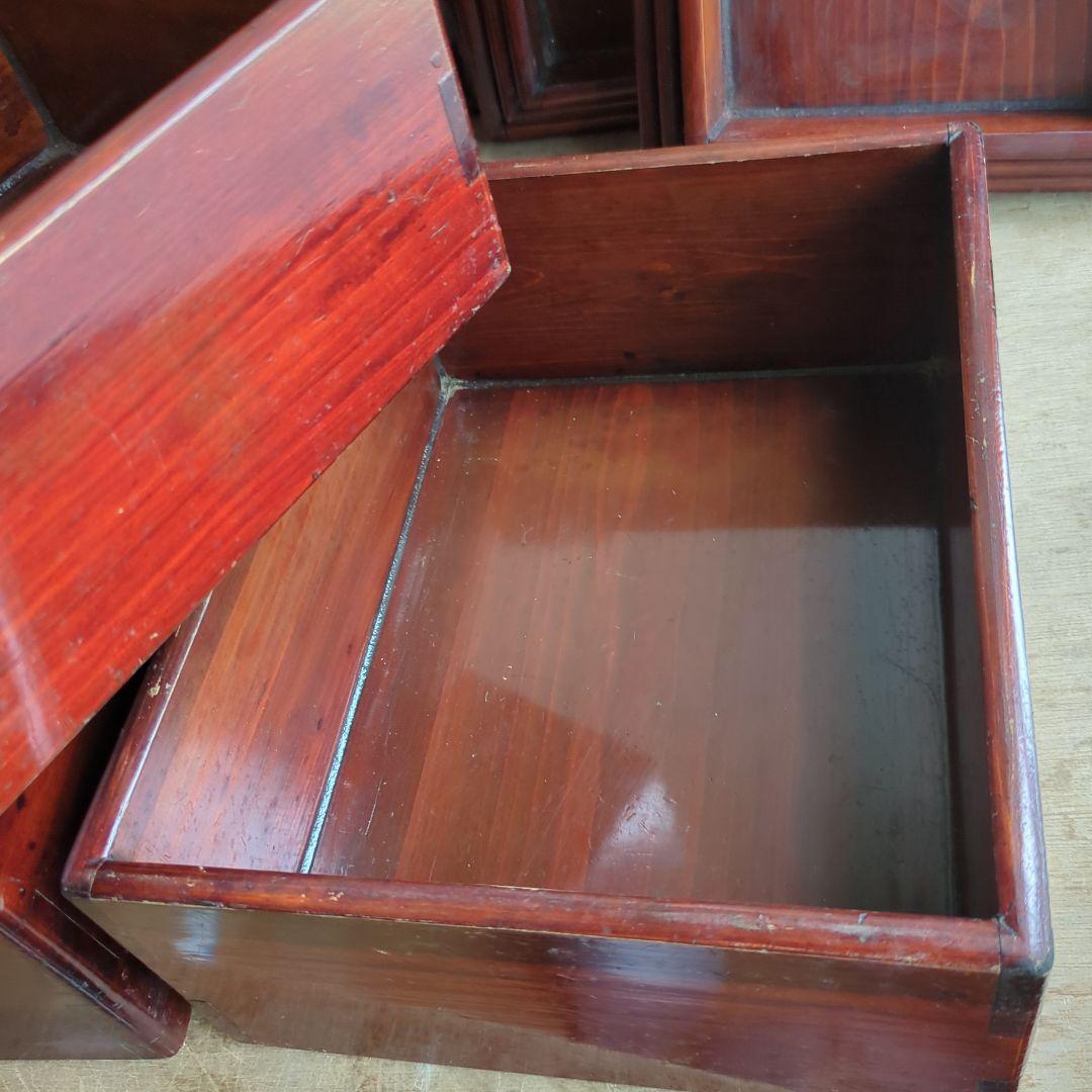 骨董 入れ子 切溜 いれこ 七段重箱 木製 漆器 木箱 7セット アンティーク