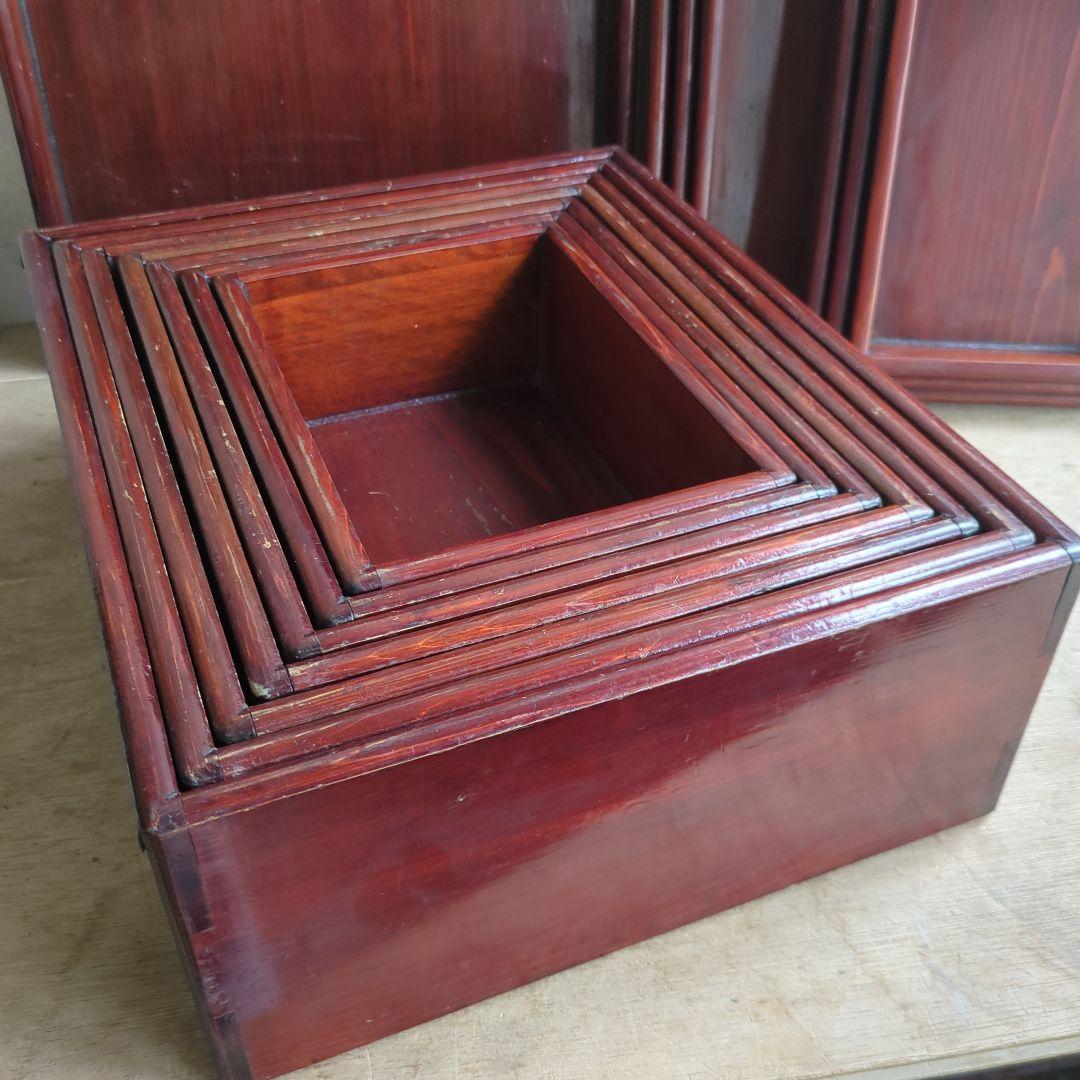 骨董 入れ子 切溜 いれこ 七段重箱 木製 漆器 木箱 7セット アンティーク