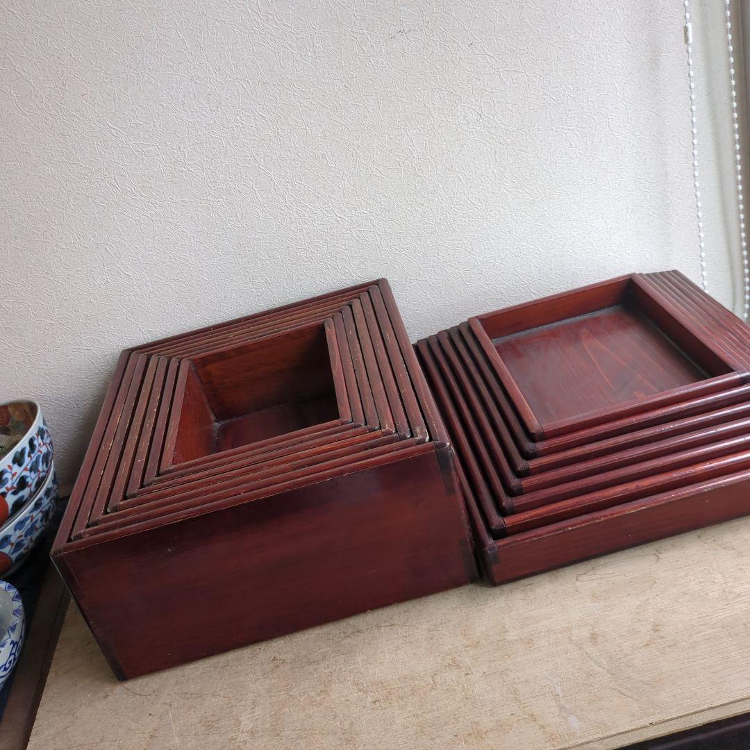 骨董 入れ子 切溜 いれこ 七段重箱 木製 漆器 木箱 7セット アンティーク