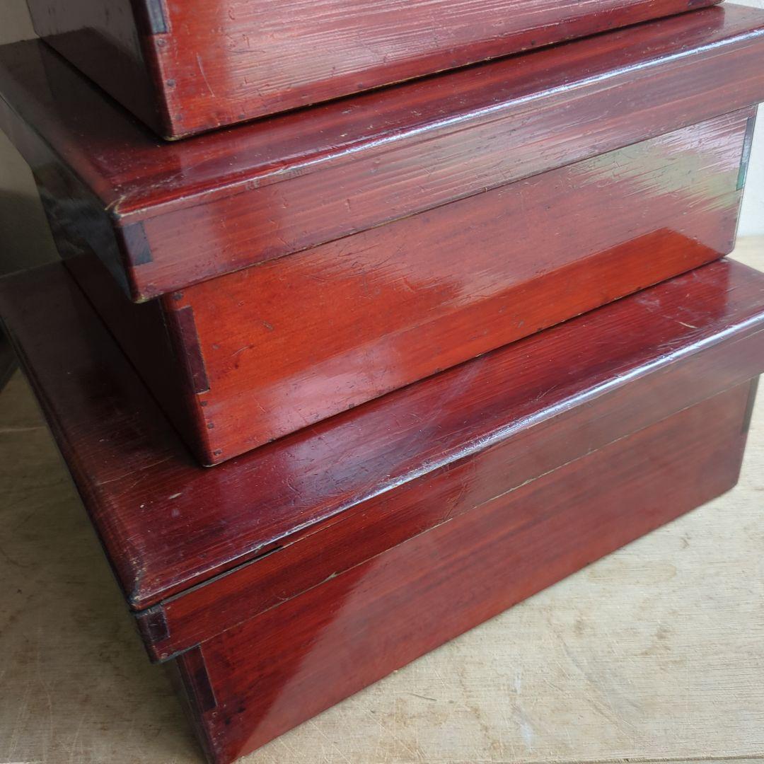 骨董 入れ子 切溜 いれこ 七段重箱 木製 漆器 木箱 7セット アンティーク