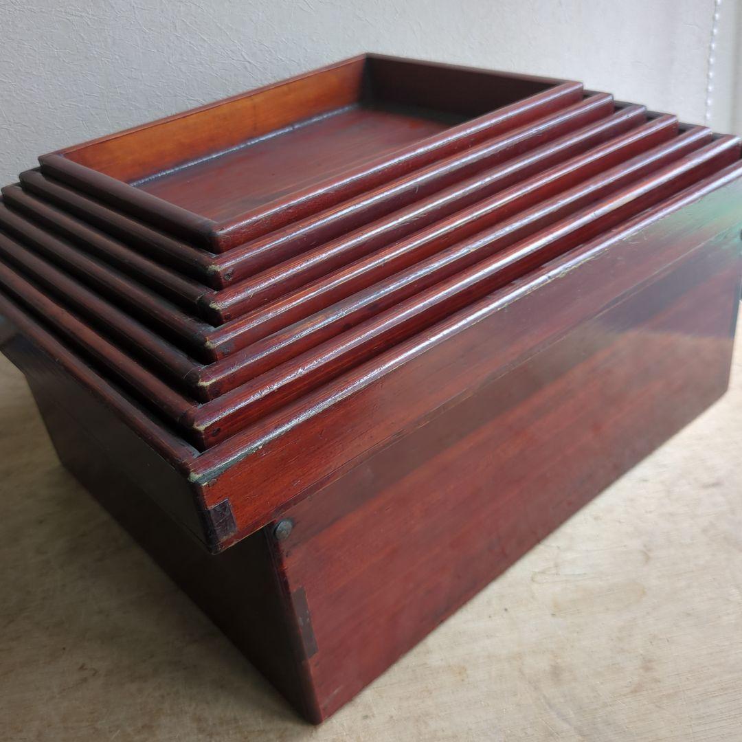 骨董 入れ子 切溜 いれこ 七段重箱 木製 漆器 木箱 7セット アンティーク