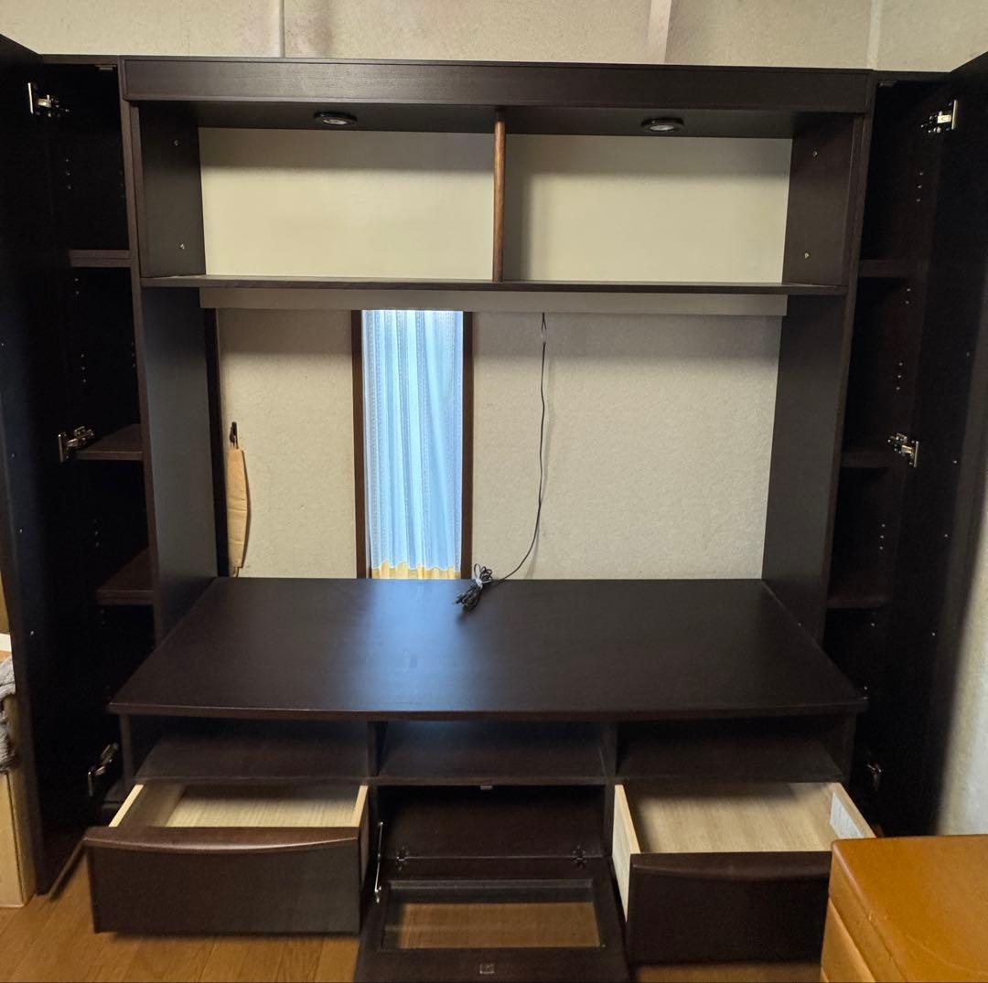 テレビボード　アンティーク　木製　高さ185幅200奥行45