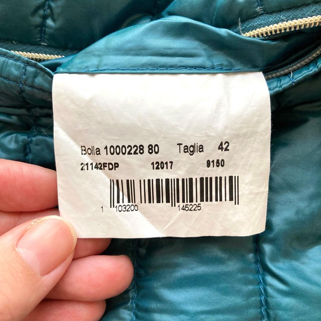 美品　ヘルノ　フェザーダウンベストジャケット　裏地総柄　ペイズリー柄　グリーン