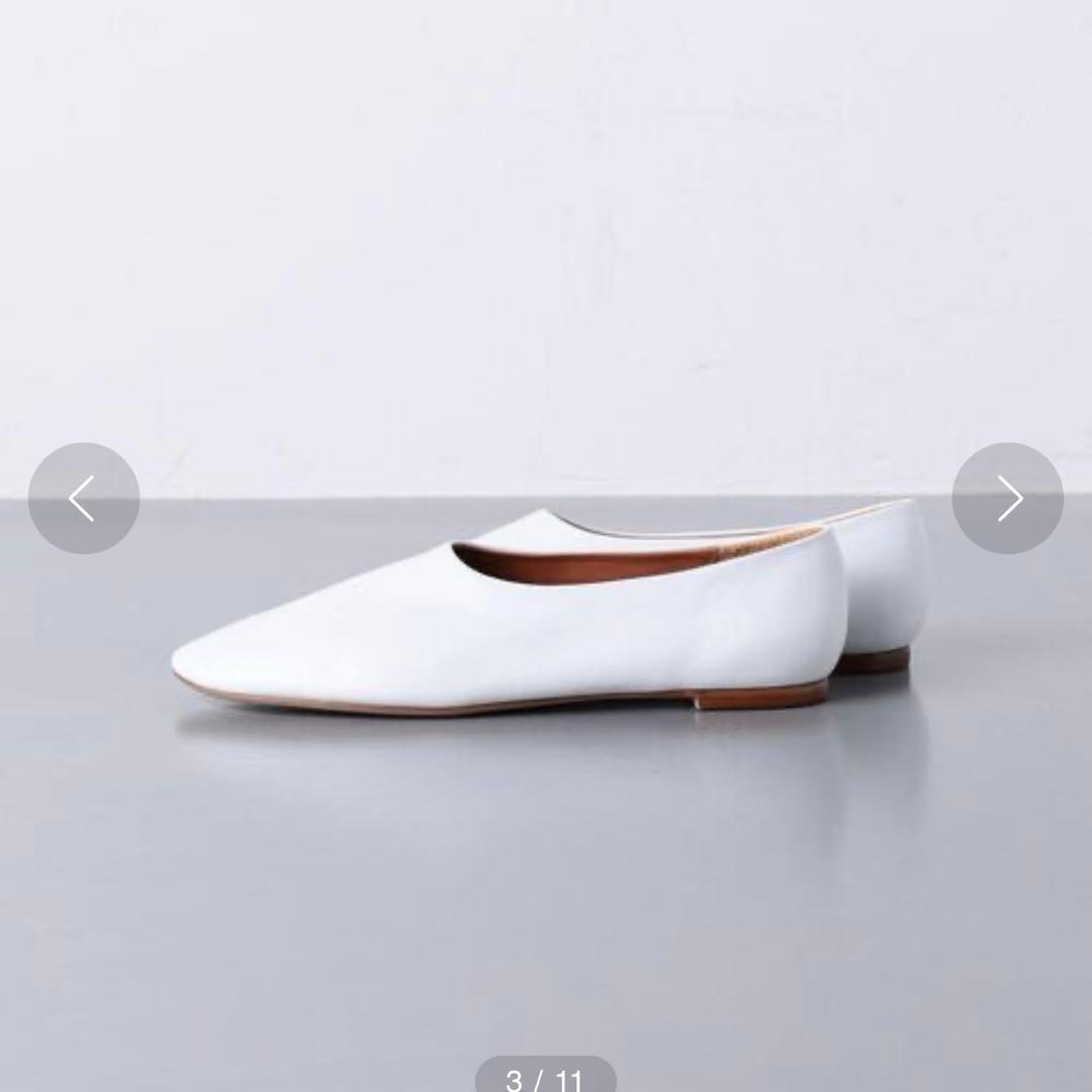 pippichicホワイト フラットシューズ　OKFディープフラットシューズ