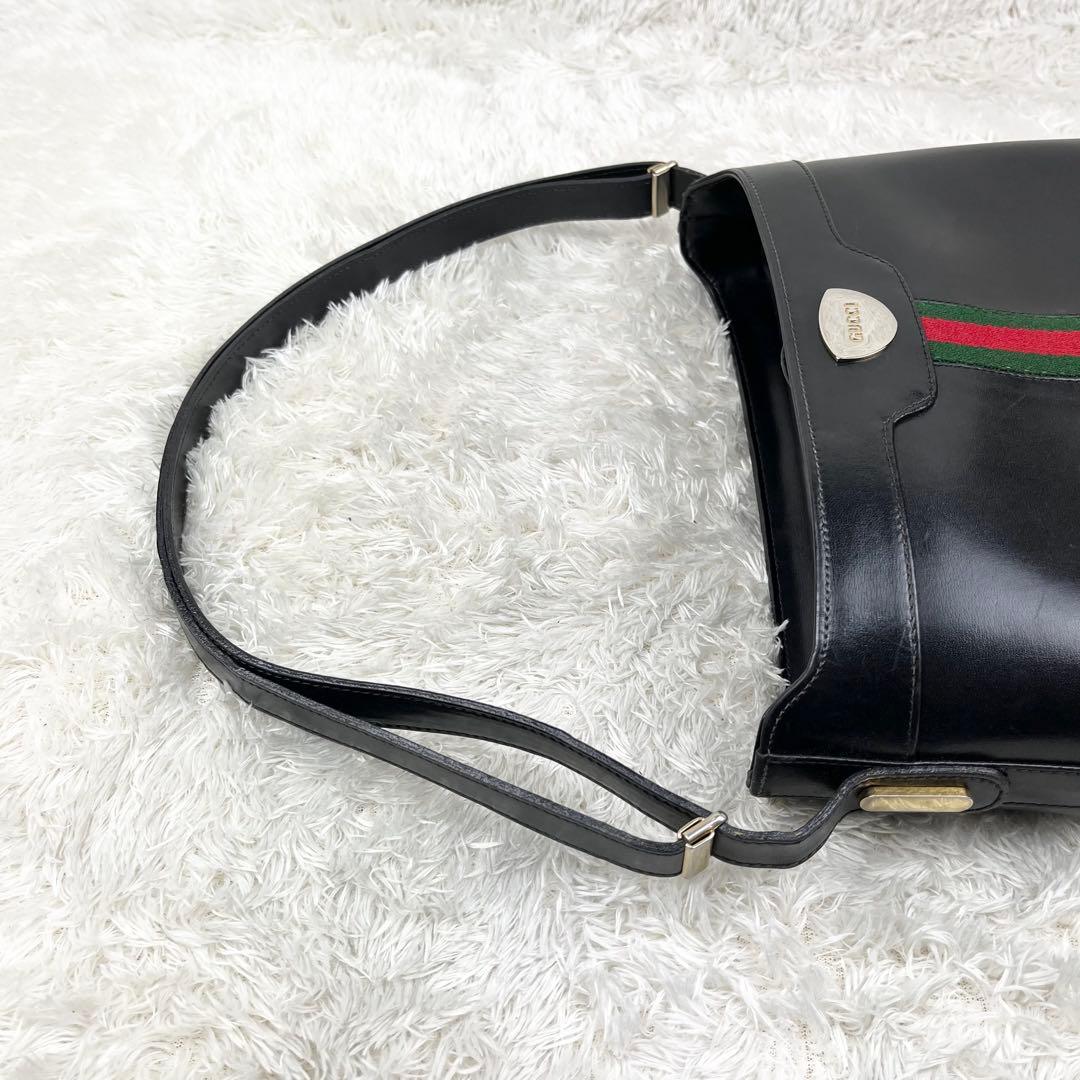 【極美品】オールドグッチ シェリーライン レザー バケツ型 ショルダーバッグ