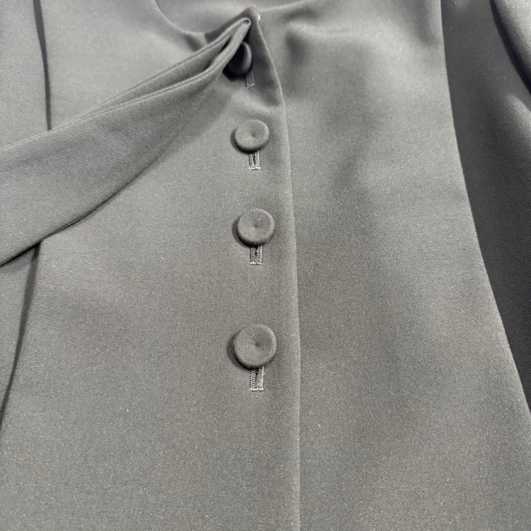 美品✨フォクシー ボウタイノーカラージャケット 比翼 フォーマル ブラック 40