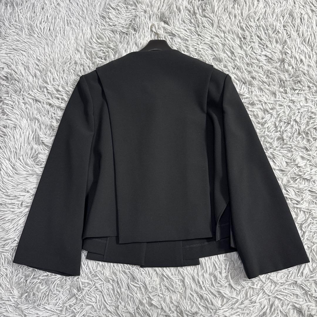 美品✨フォクシー ボウタイノーカラージャケット 比翼 フォーマル ブラック 40