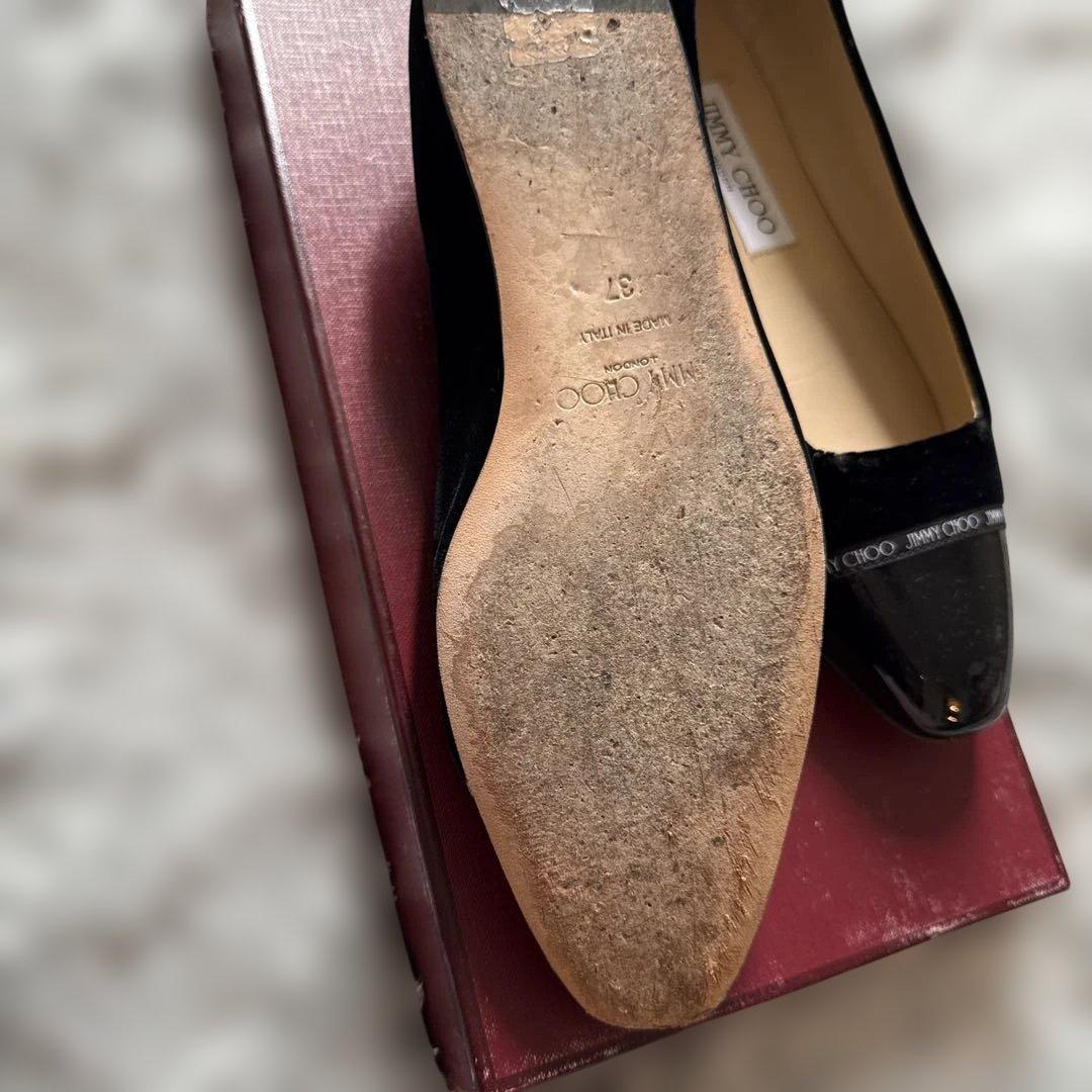 JIMMY CHOO ブラックベルベットパンプス　37