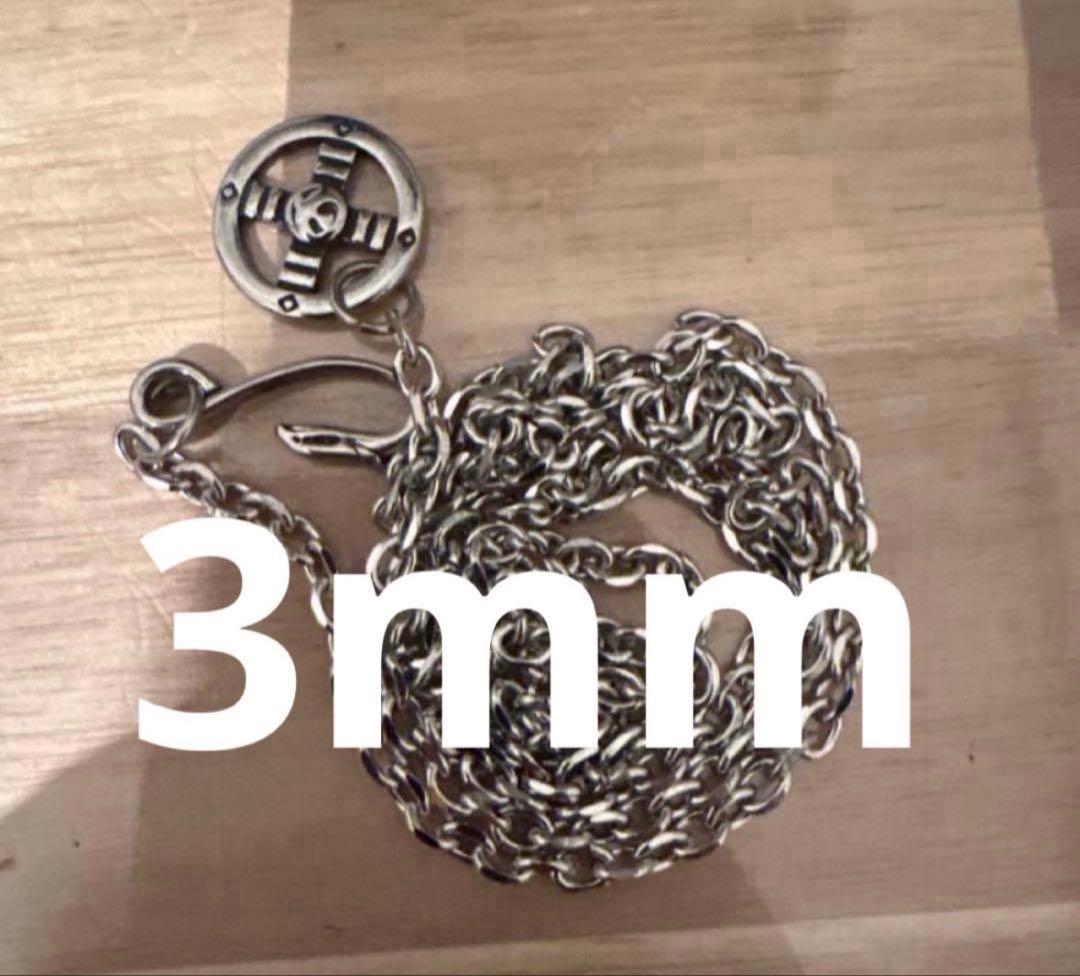 金彫刻シルバーバングル　ステンレスチェーン