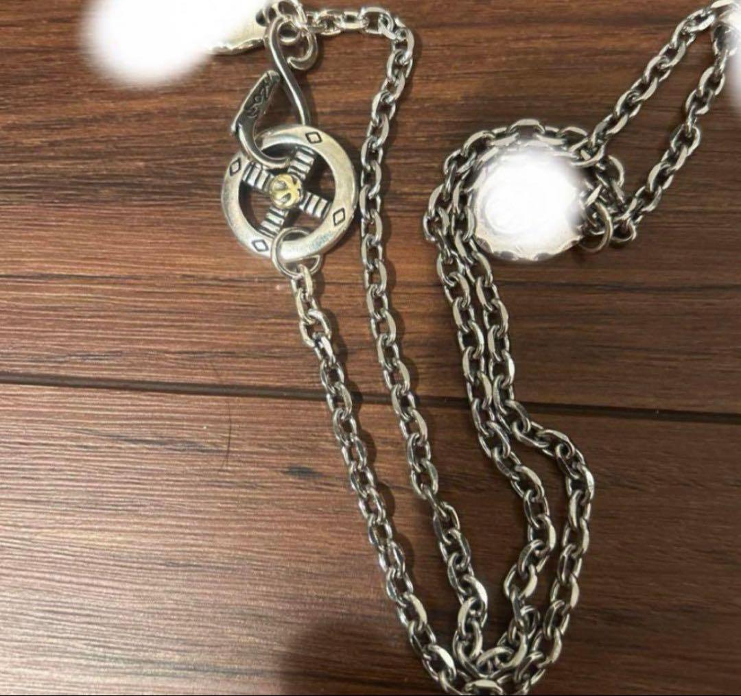 金彫刻シルバーバングル　ステンレスチェーン