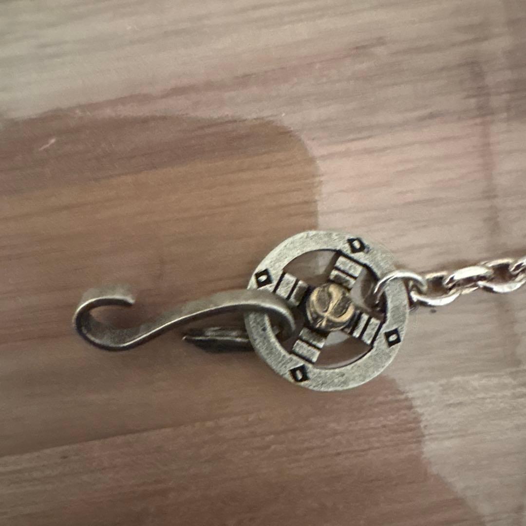 金彫刻シルバーバングル　ステンレスチェーン