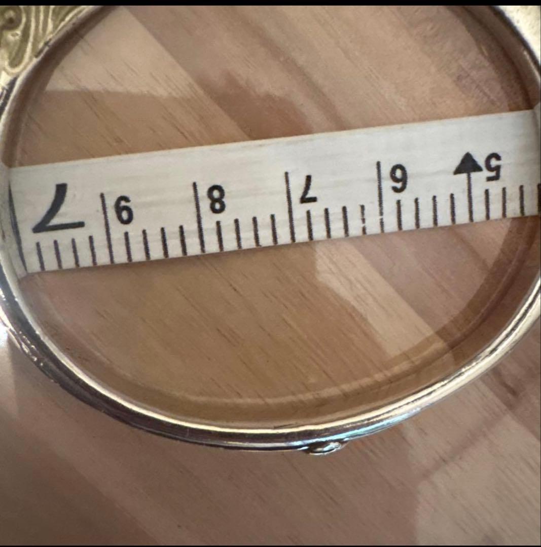 金彫刻シルバーバングル　ステンレスチェーン