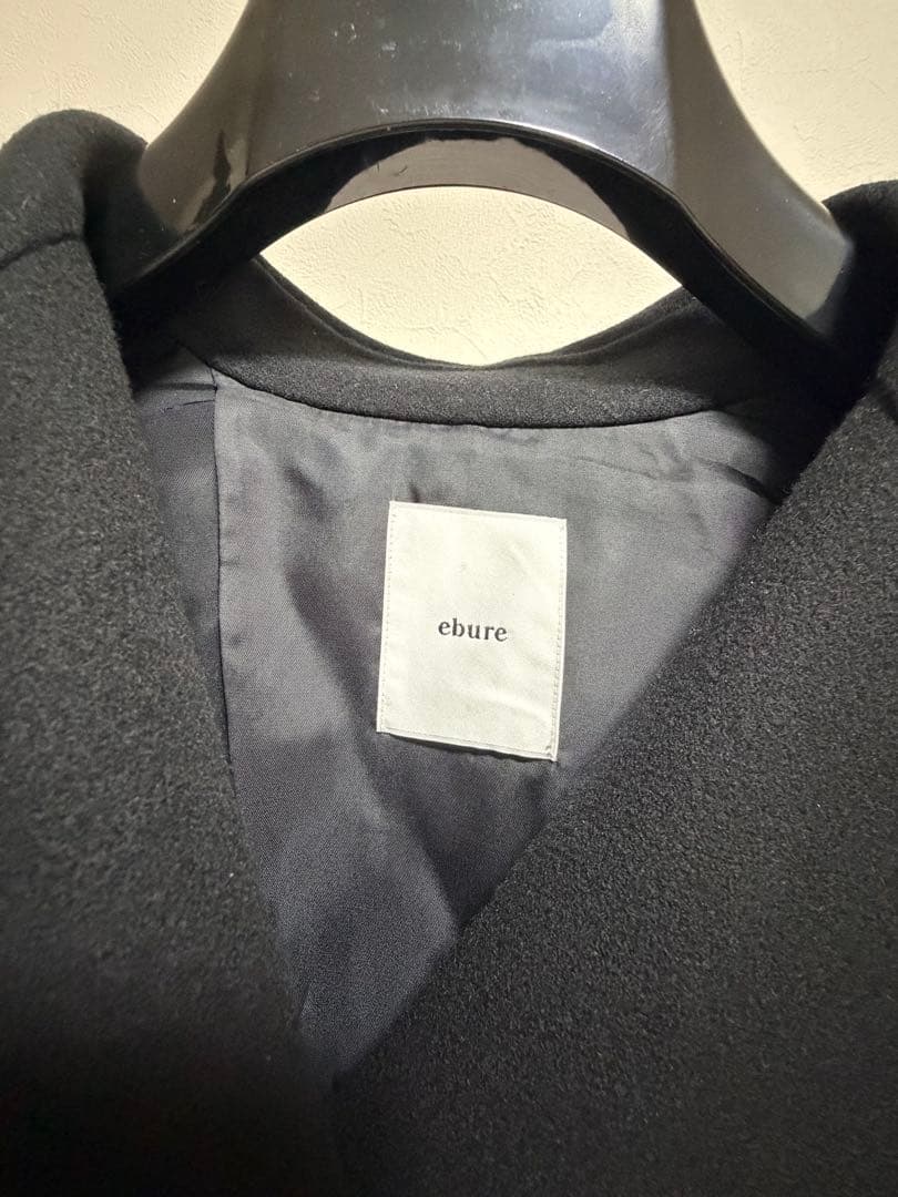 今期エブール ジロンラムメルトン ビッグカラーミドルコート 黒36 完売品？