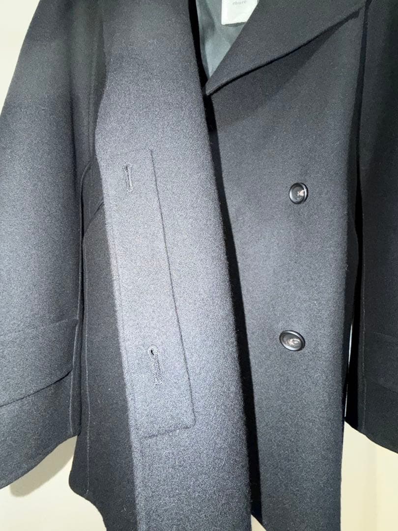 今期エブール ジロンラムメルトン ビッグカラーミドルコート 黒36 完売品？