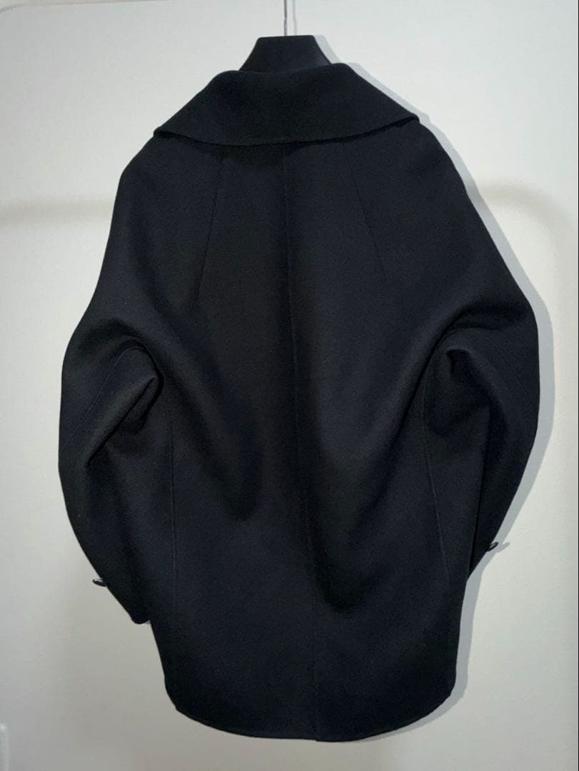 今期エブール ジロンラムメルトン ビッグカラーミドルコート 黒36 完売品？