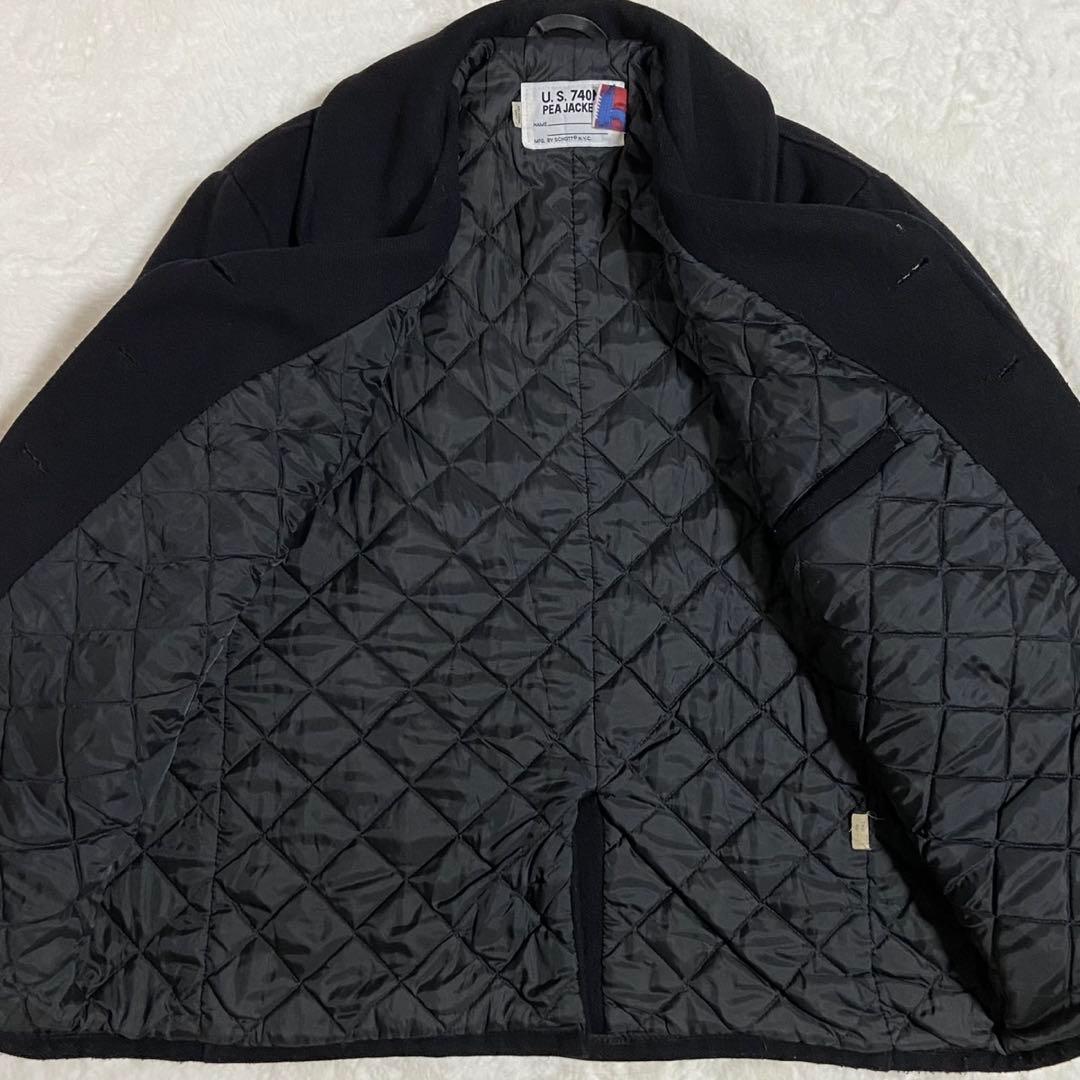 希少3XL SCHOTT Pコート ブラック ウール キルティング メンズ