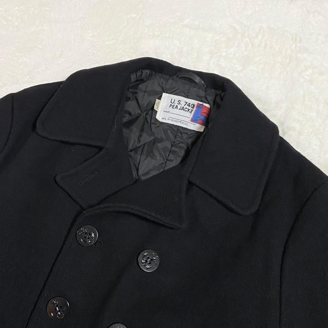 希少3XL SCHOTT Pコート ブラック ウール キルティング メンズ