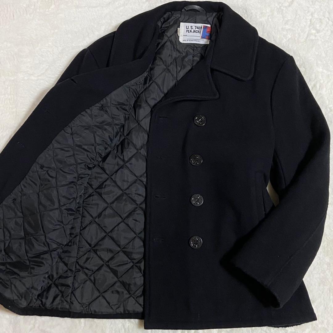 希少3XL SCHOTT Pコート ブラック ウール キルティング メンズ