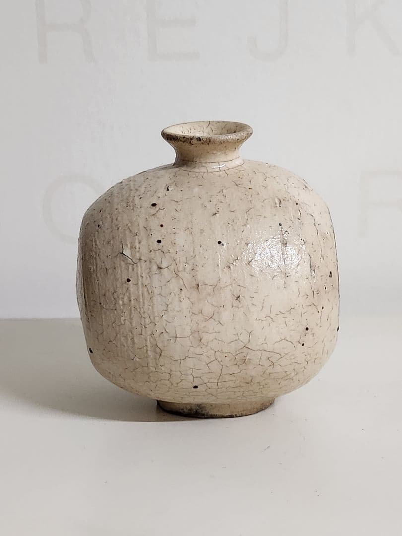李朝　粉引小俵壺　俵壺　現代美術　朝鮮美術