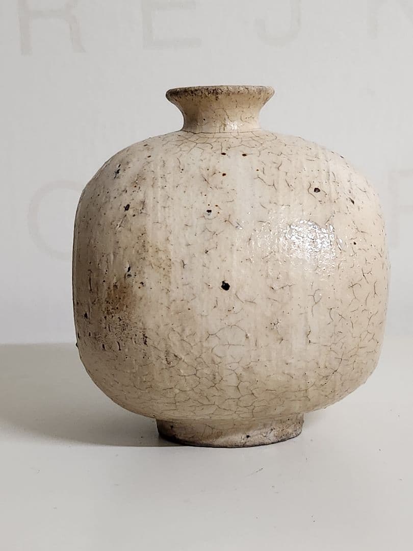 李朝　粉引小俵壺　俵壺　現代美術　朝鮮美術