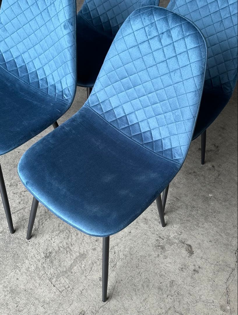 新品 ダイニングチェア 椅子 オシャレ ベルベットチェア ブルー 4脚セット