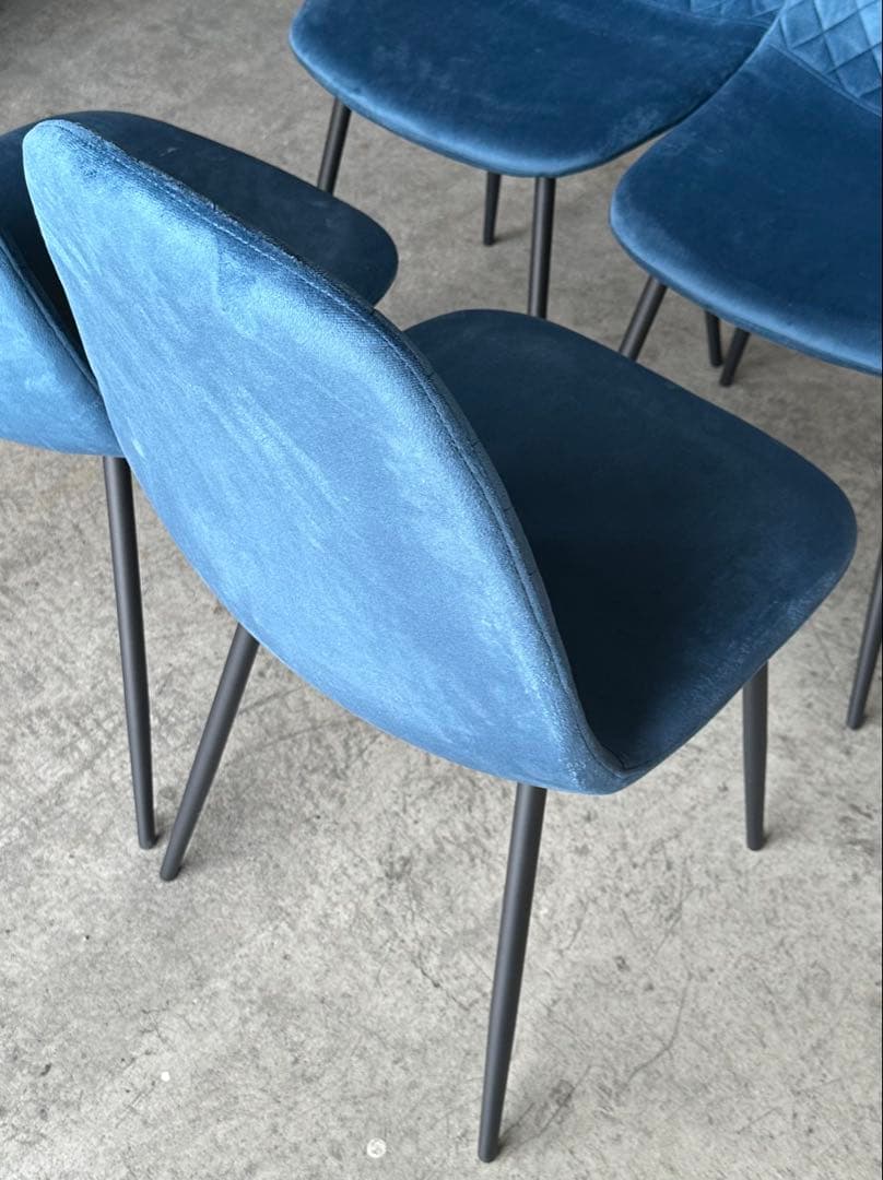 新品 ダイニングチェア 椅子 オシャレ ベルベットチェア ブルー 4脚セット
