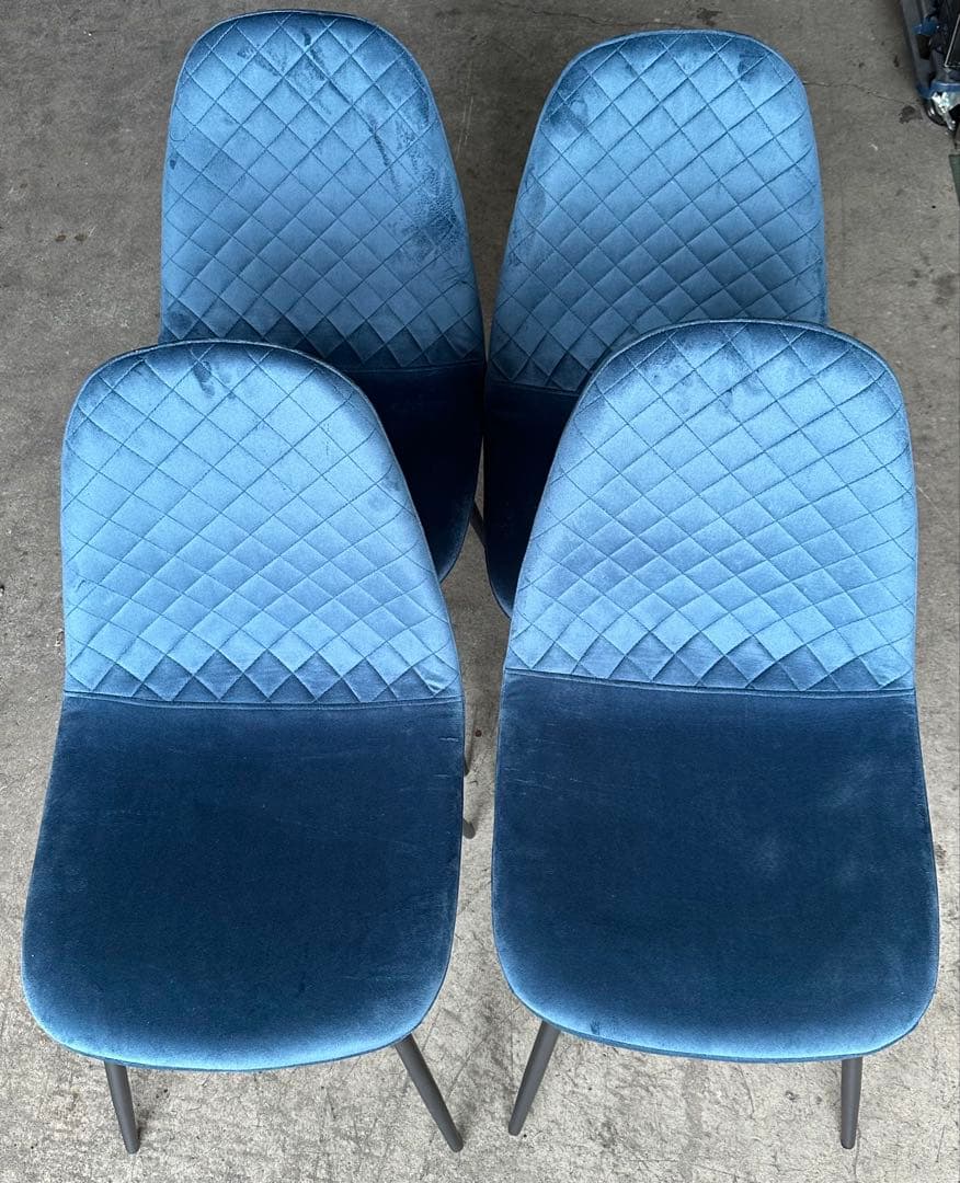 新品 ダイニングチェア 椅子 オシャレ ベルベットチェア ブルー 4脚セット