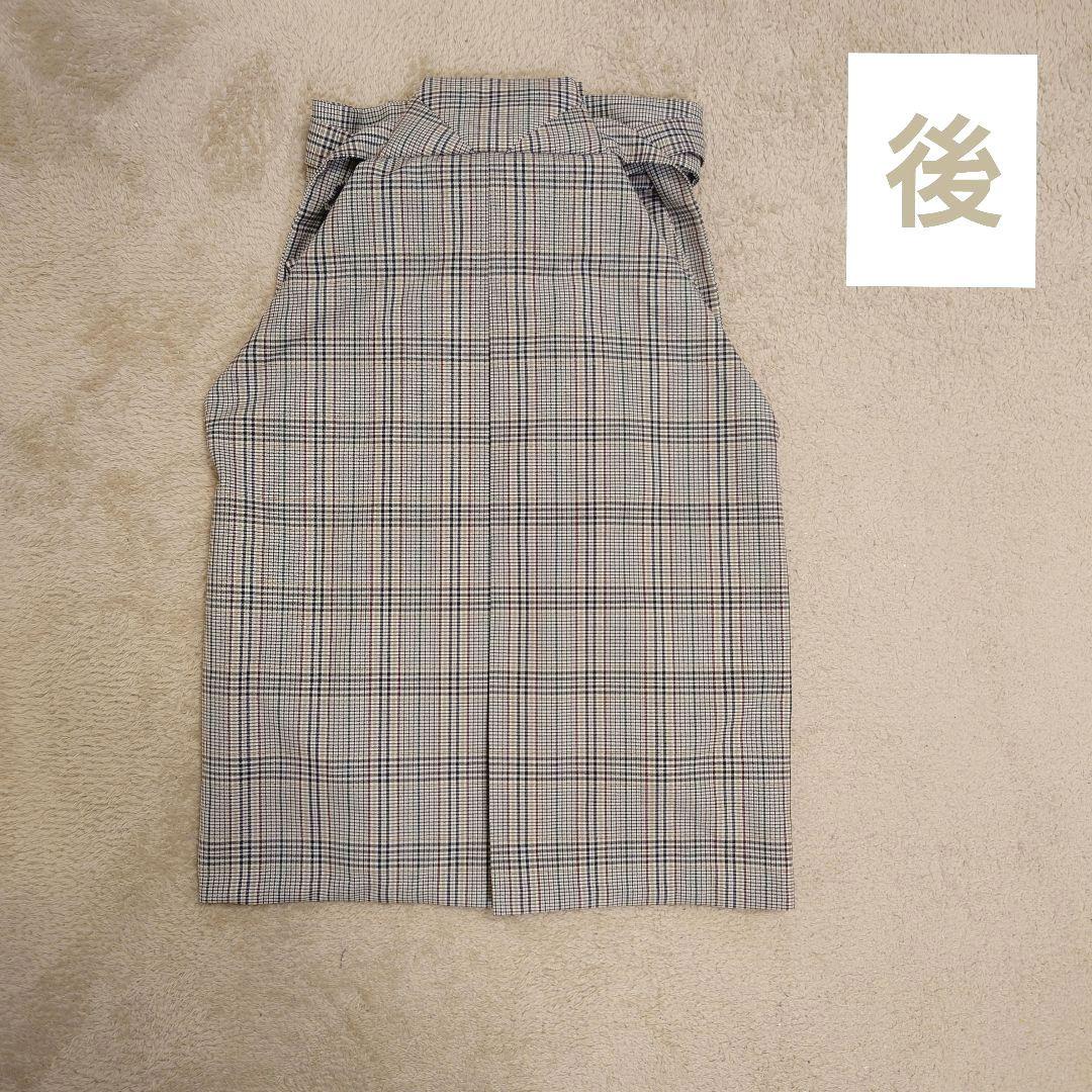 ５歳チェック袴単品　 簡単本格袴　紐下60　懐剣付　ハンドメイド　男の子