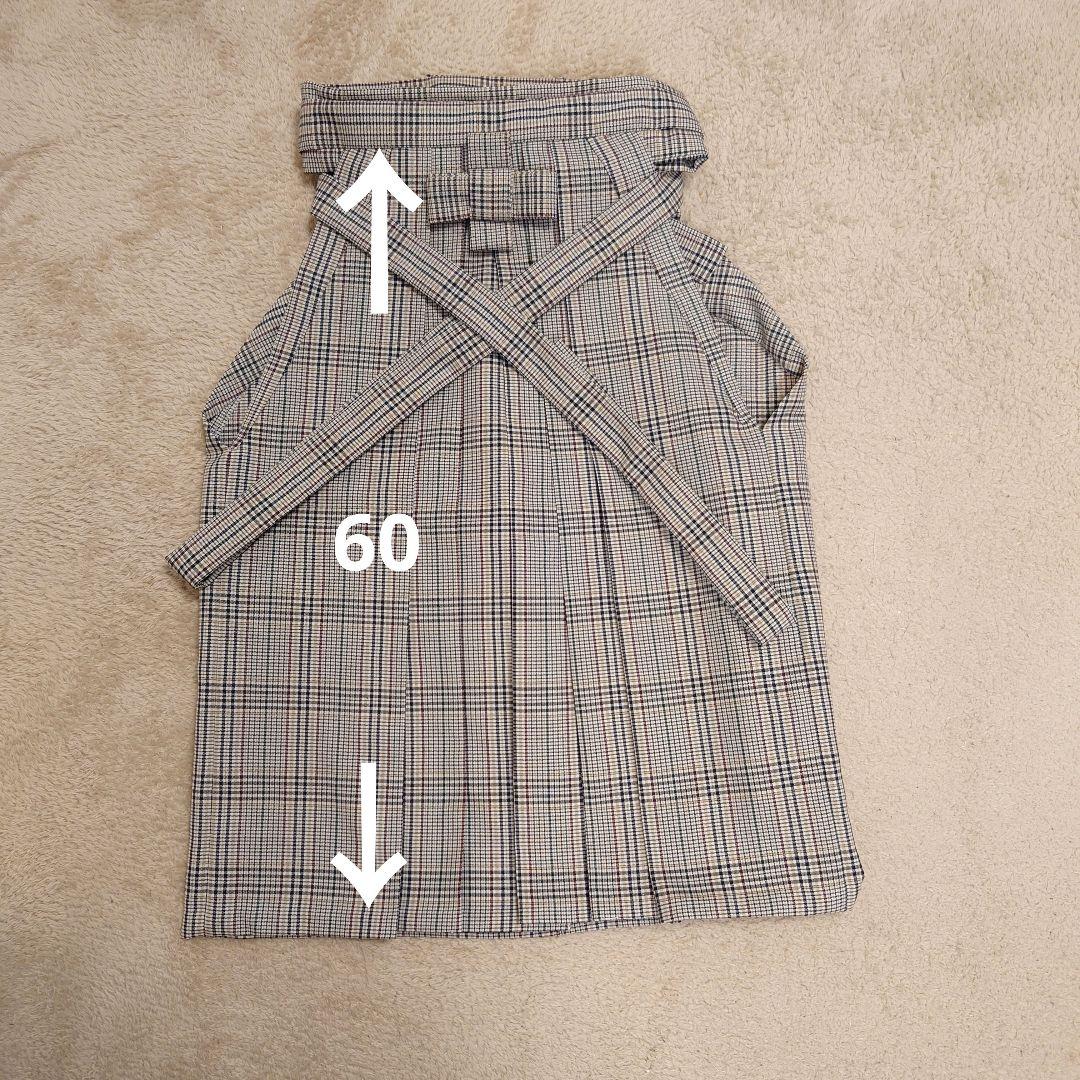 ５歳チェック袴単品　 簡単本格袴　紐下60　懐剣付　ハンドメイド　男の子