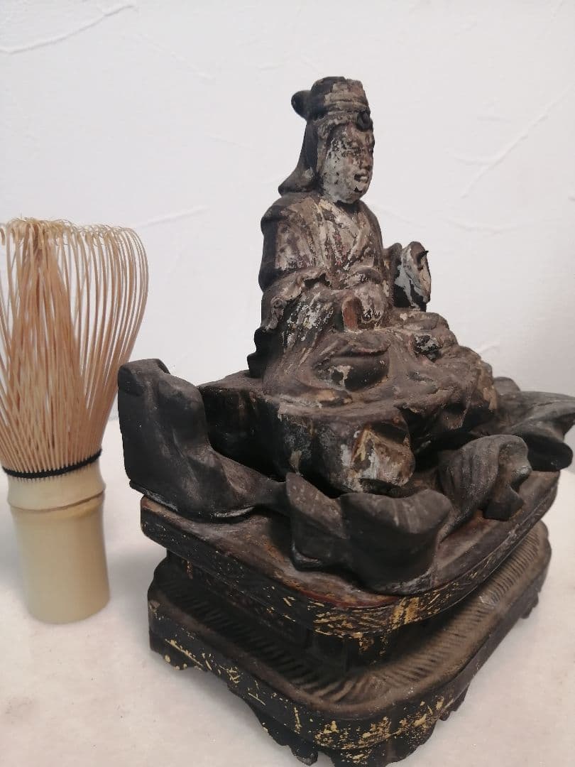 猪飼正徳 室町〜江戸初期 木彫 弁財天 仏像