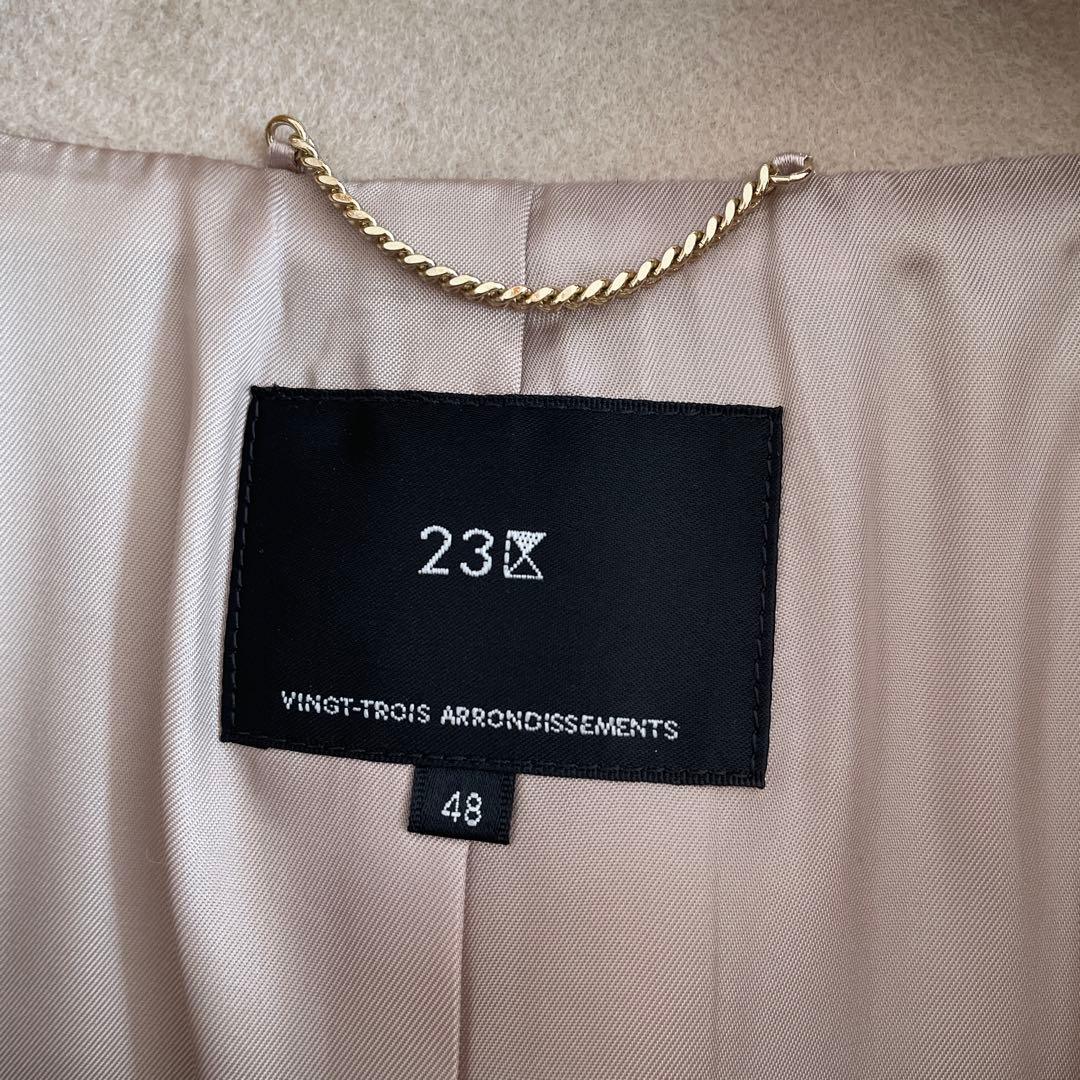 [新品・未使用 大きいサイズ48 ］23区Lフード付きアンゴラ混ウールコート