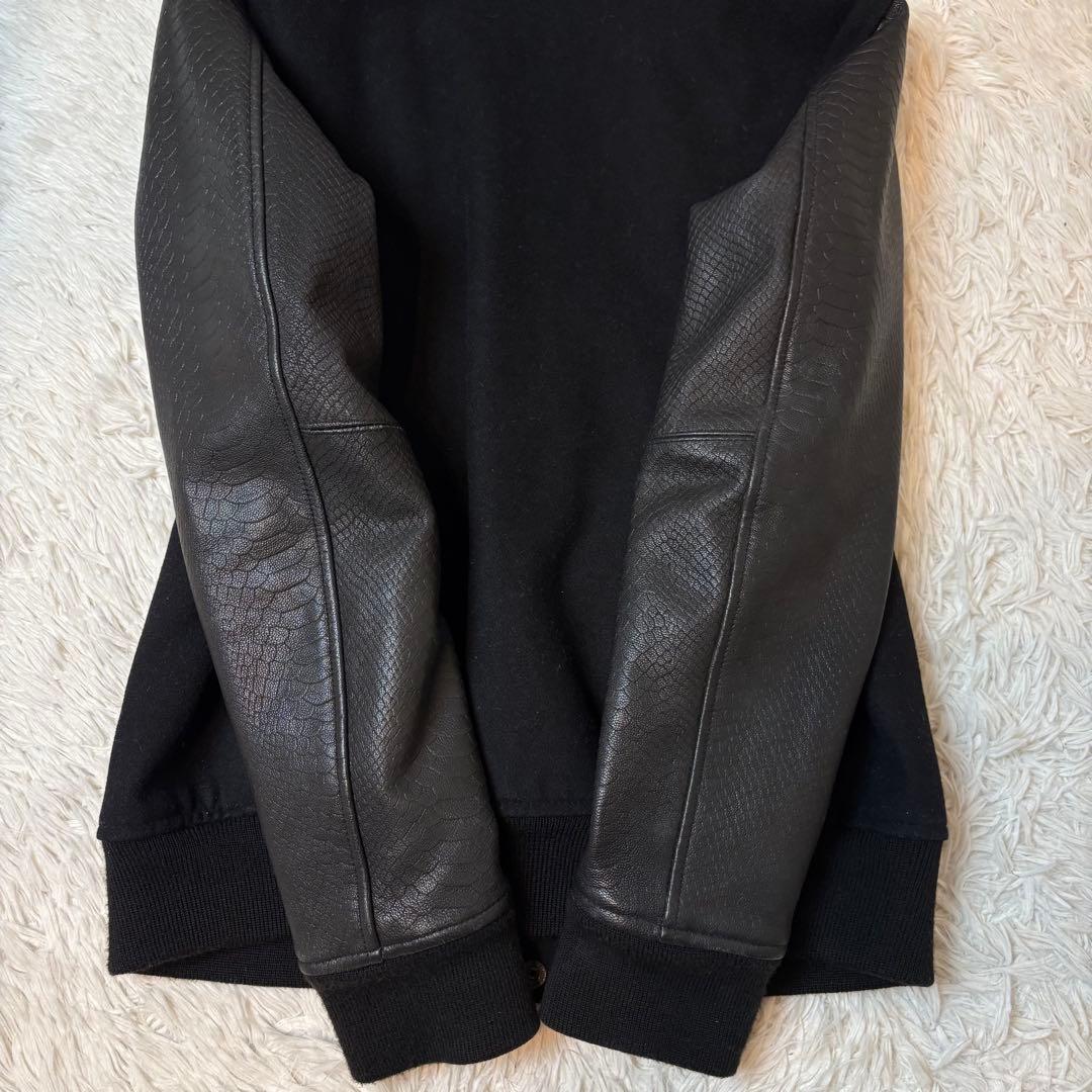 モンキータイム スタジャン 袖レザー パイソンエンボス加工 キルティング ゴート