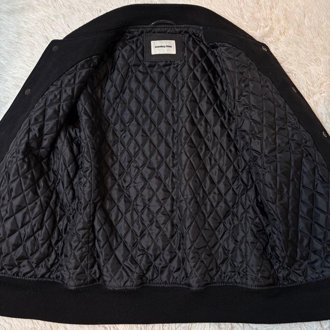 モンキータイム スタジャン 袖レザー パイソンエンボス加工 キルティング ゴート