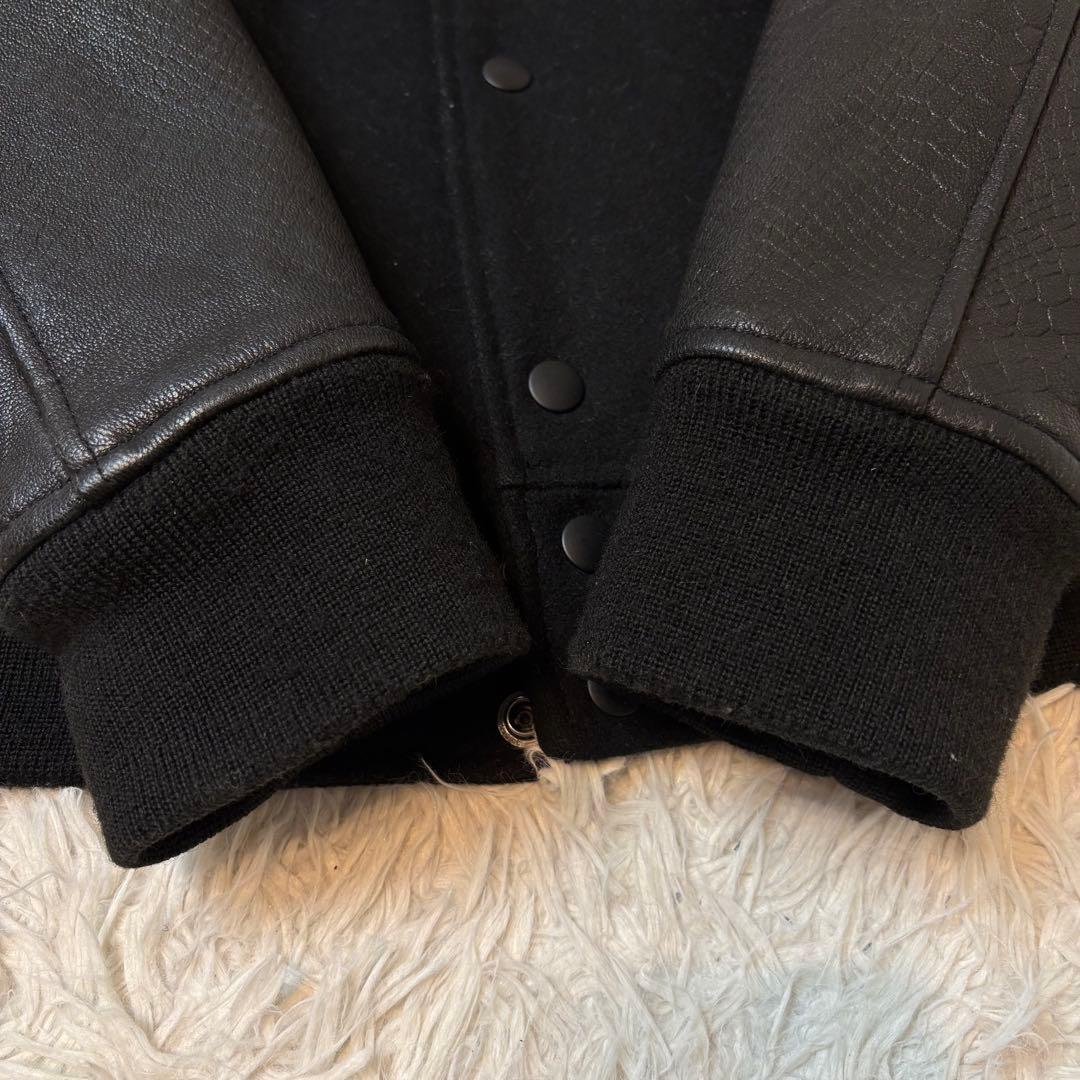 モンキータイム スタジャン 袖レザー パイソンエンボス加工 キルティング ゴート