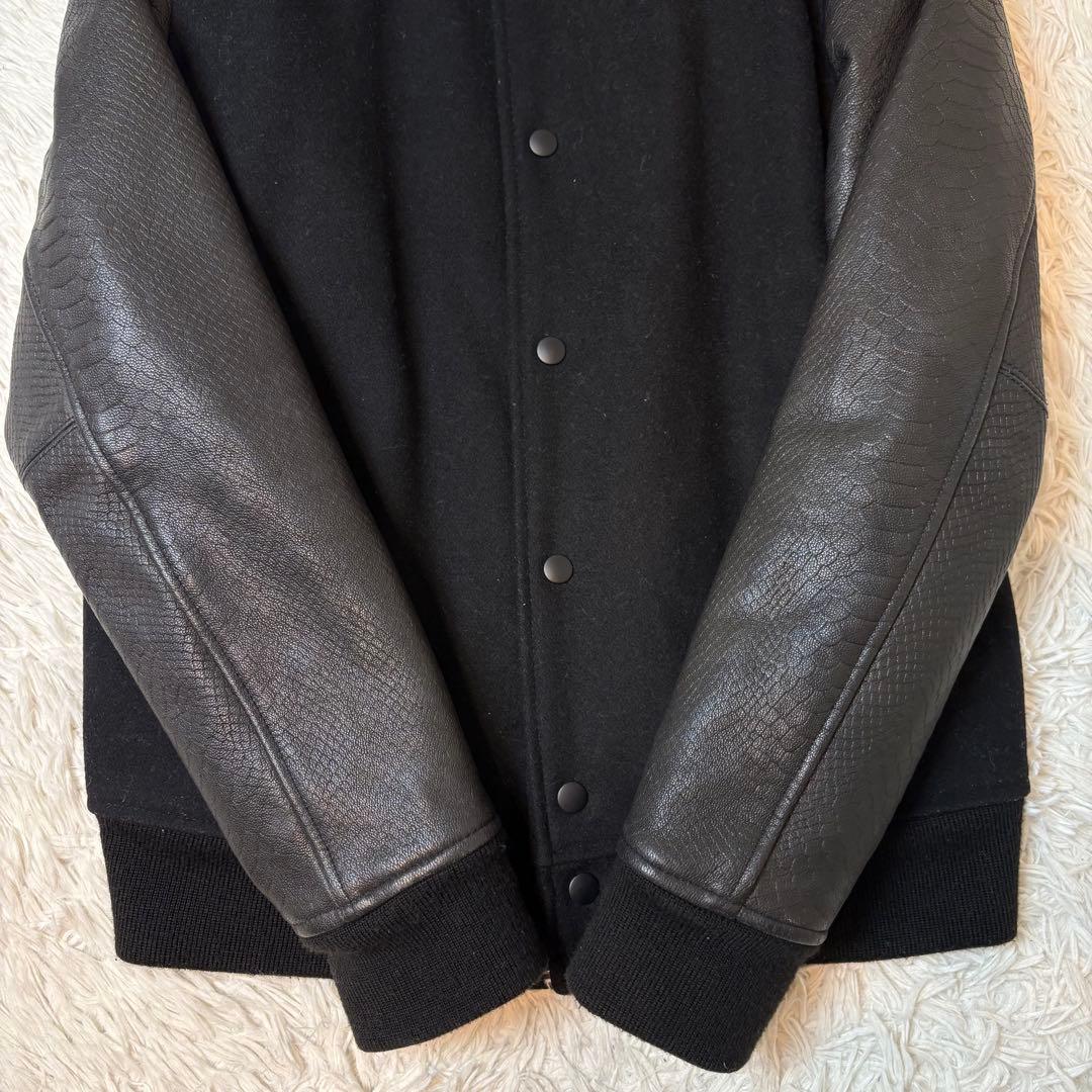 モンキータイム スタジャン 袖レザー パイソンエンボス加工 キルティング ゴート