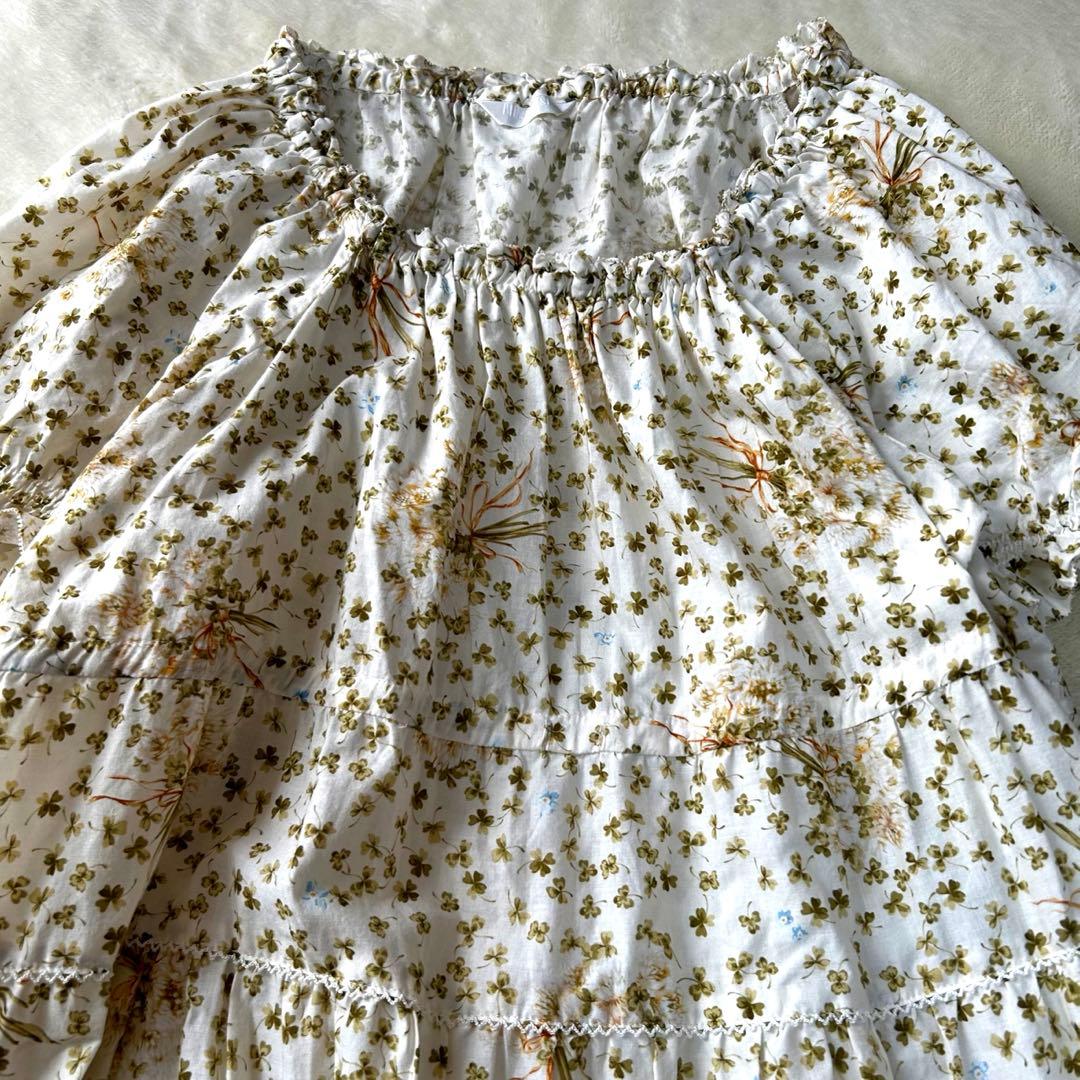 ピンクハウス　綿ローン　チュニック　ピコフリル　四葉のクローバー【訳あり】P49