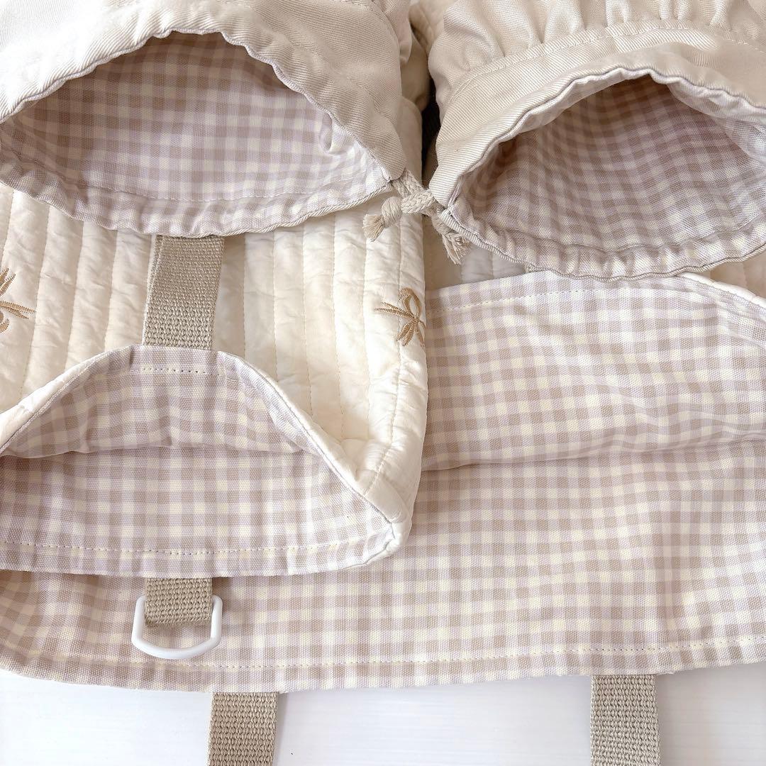 レッスンバッグ 上履き入れ　コップ袋✖️2 ヌビ　リボン刺繍