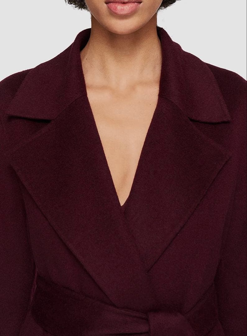 超美品　バーガンディ カシミアウールロングコート JOSEPH