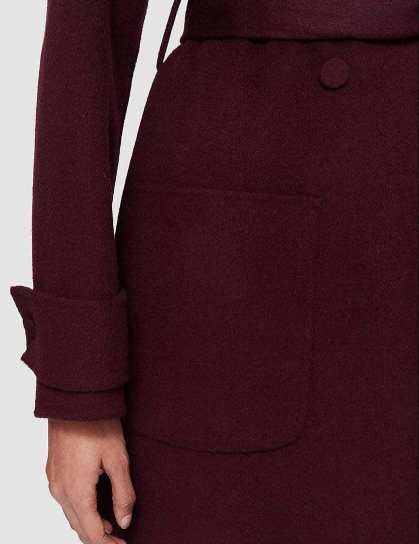 超美品　バーガンディ カシミアウールロングコート JOSEPH