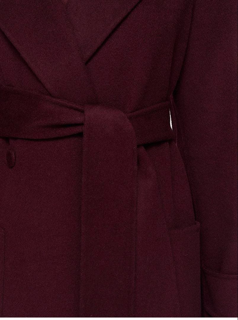 超美品　バーガンディ カシミアウールロングコート JOSEPH