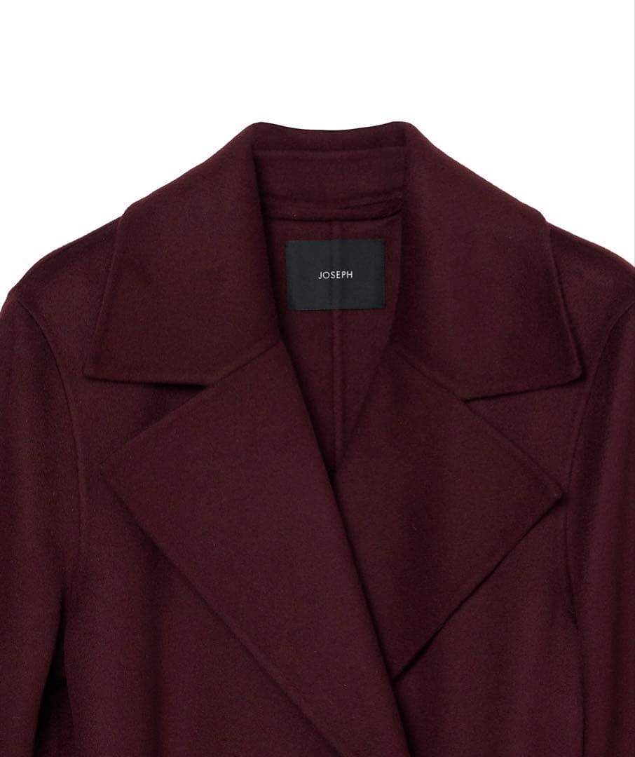 超美品　バーガンディ カシミアウールロングコート JOSEPH