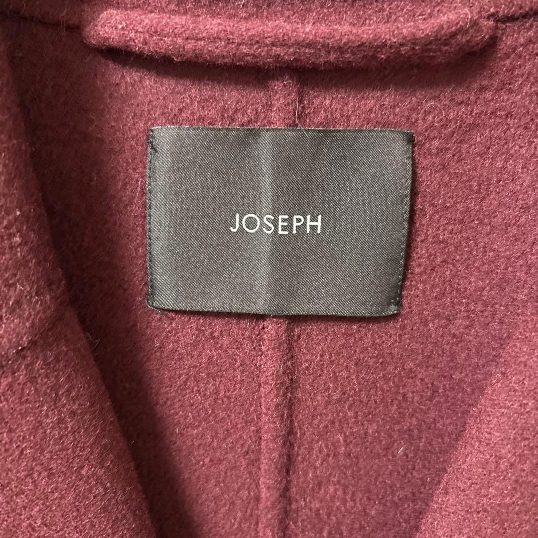 超美品　バーガンディ カシミアウールロングコート JOSEPH