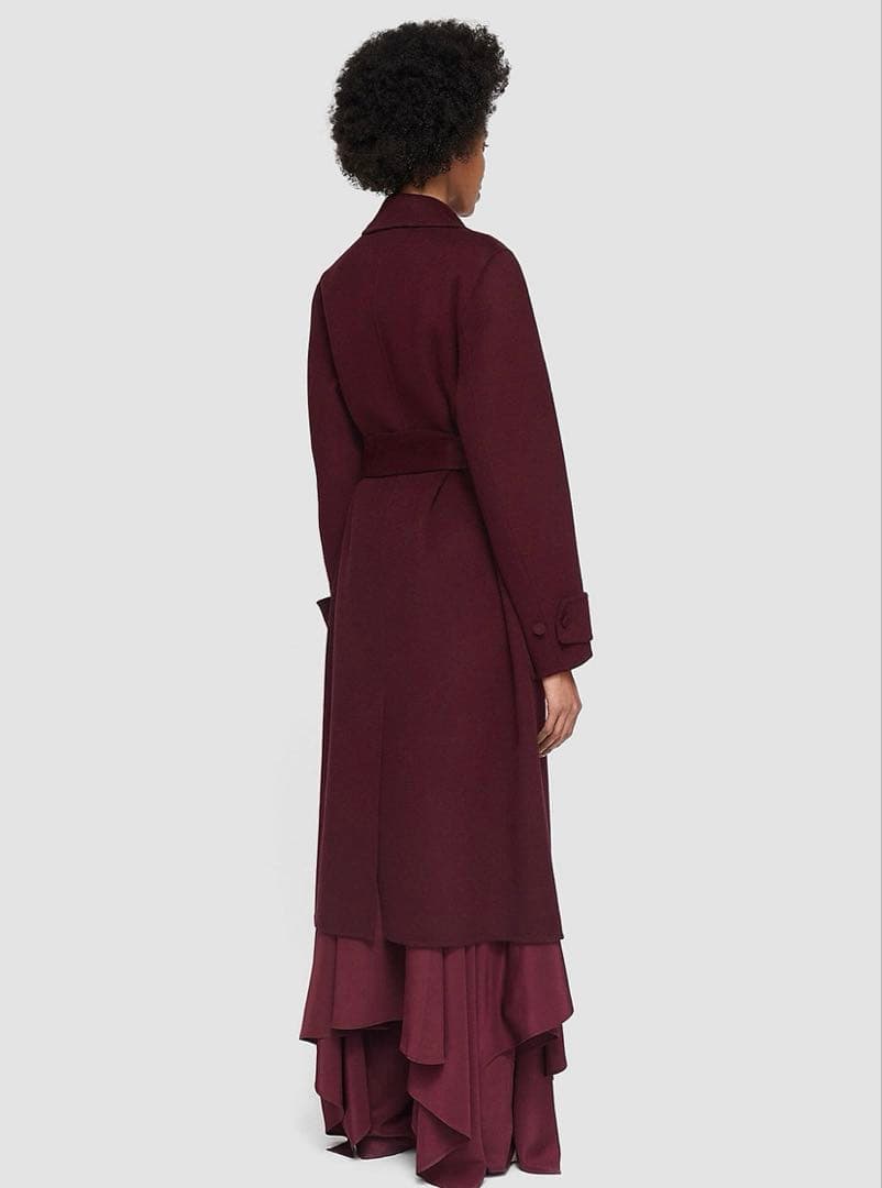 超美品　バーガンディ カシミアウールロングコート JOSEPH