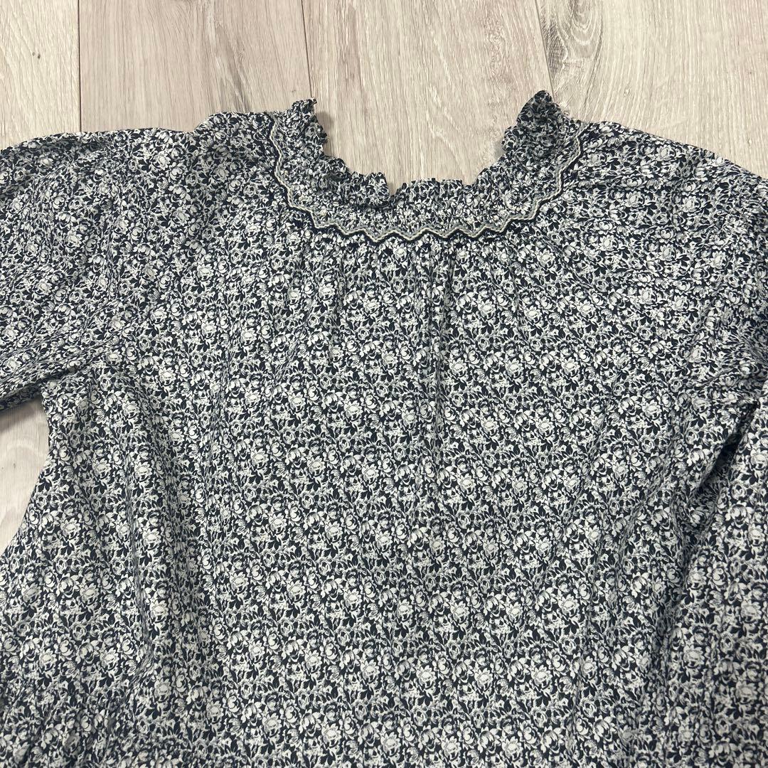 ボンポワン　12a 花柄フリル付き長袖ワンピース