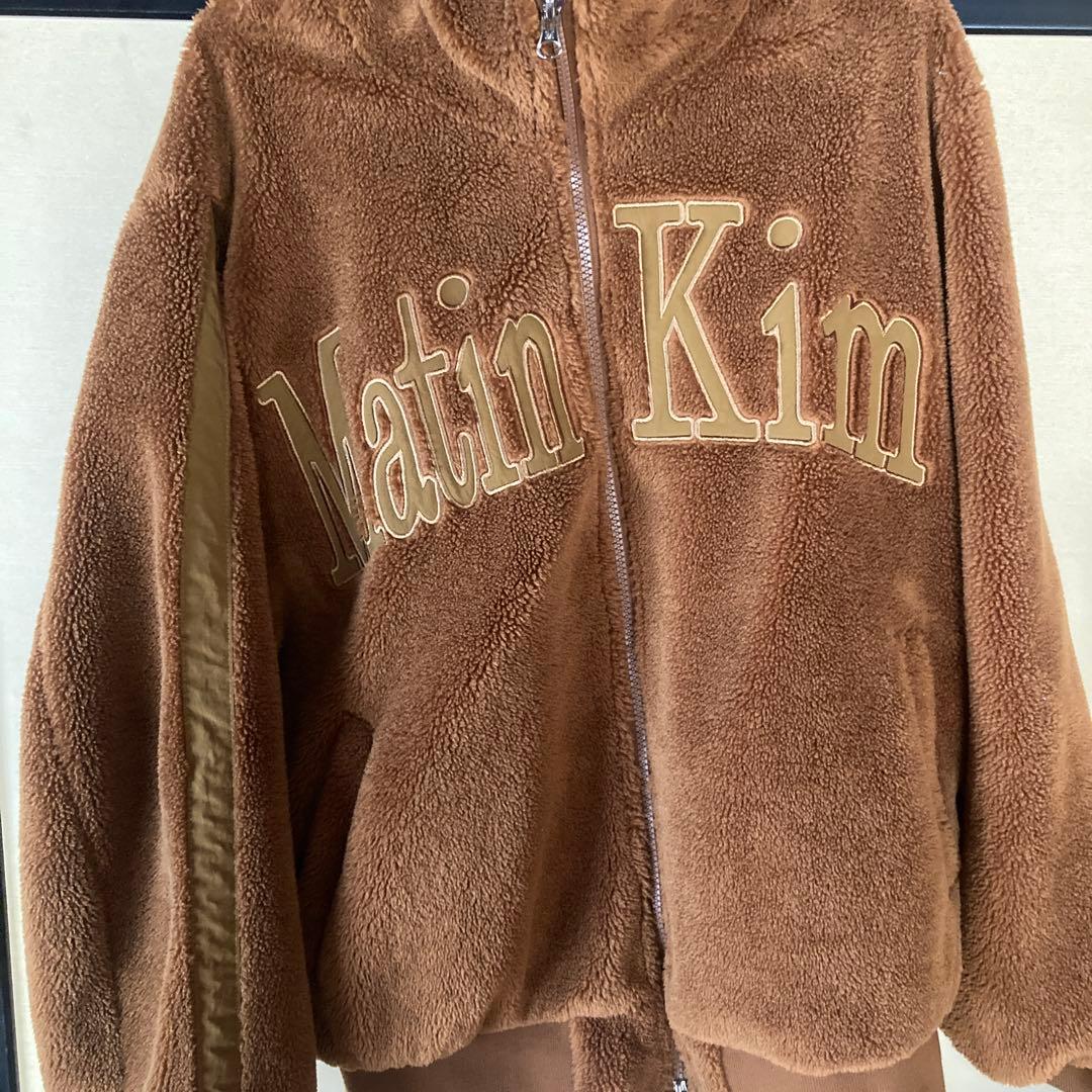 matin kim ロゴ　ティディ　フリースジャンバー　ブラウン