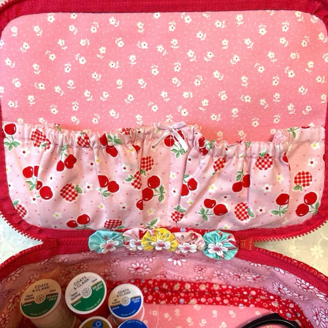 ♥︎ハンドメイド♥︎松山敦子さん生地使用パッチワークBIGバニティポーチ⚠️シワ有り‼️