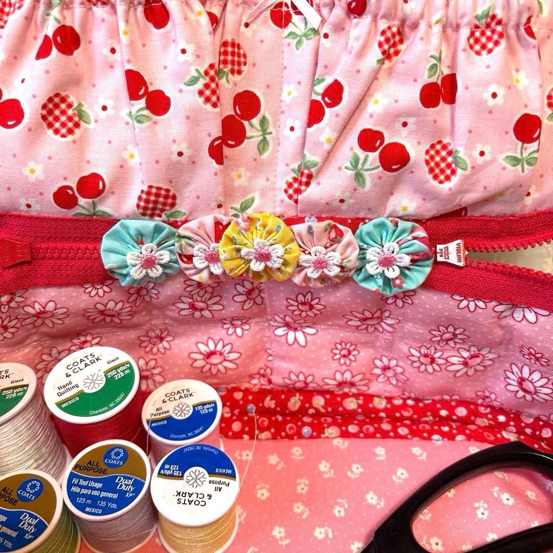 ♥︎ハンドメイド♥︎松山敦子さん生地使用パッチワークBIGバニティポーチ⚠️シワ有り‼️