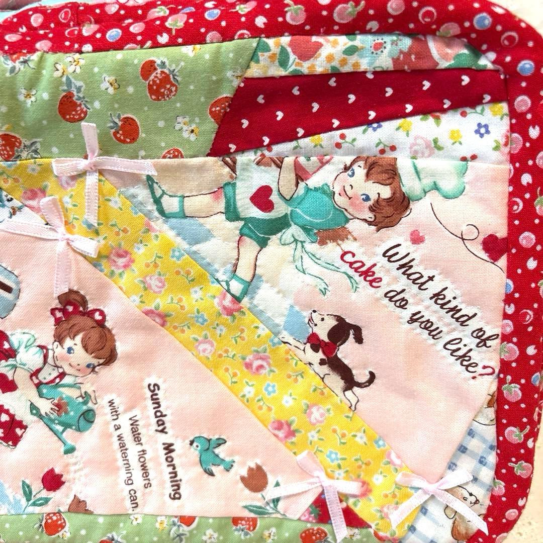 ♥︎ハンドメイド♥︎松山敦子さん生地使用パッチワークBIGバニティポーチ⚠️シワ有り‼️