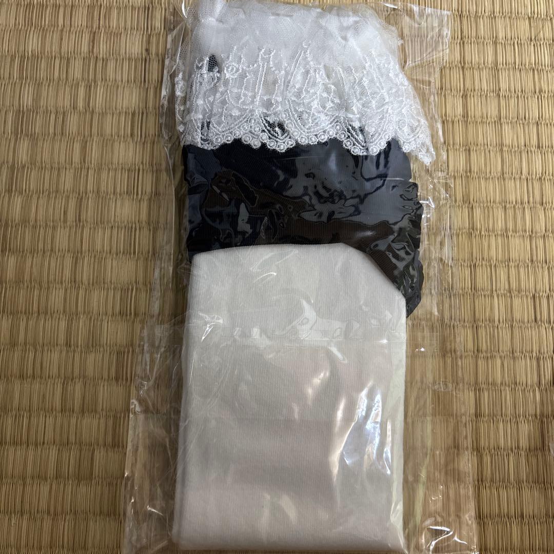 クロスアーチレースリボンオーバーニー白×黒